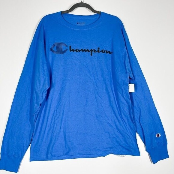 Champion Other - Champion Logo Long Sleeve Shirt Mens Blue Sporty Casual Pullover Size Large NWT